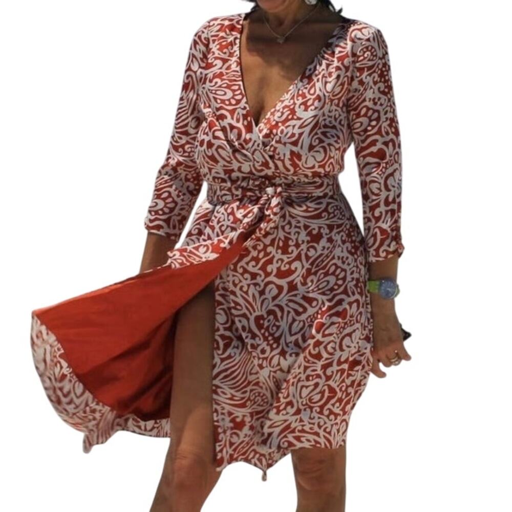 Antonio Melani Geometric Print Wrap Dress Size 8